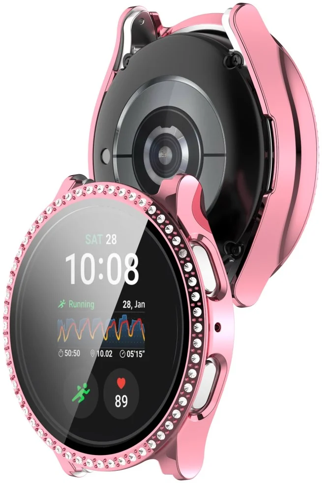 Samsung Galaxy Watch 7 40MM Hoesje - Case met Tempered Glass - Rhinestone Roze afbeelding 2