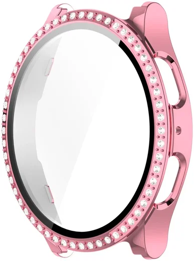 Samsung Galaxy Watch 7 40MM Hoesje - Case met Tempered Glass - Rhinestone Roze afbeelding 4