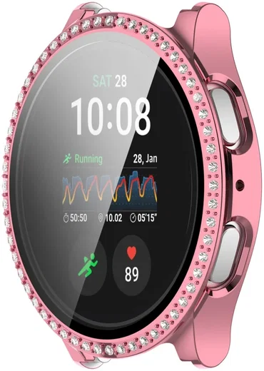 Samsung Galaxy Watch 7 40MM Hoesje - Case met Tempered Glass - Rhinestone Roze afbeelding 7