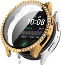 Samsung Galaxy Watch 7 40MM Hoesje - Case met Tempered Glass - Rhinestone Goud