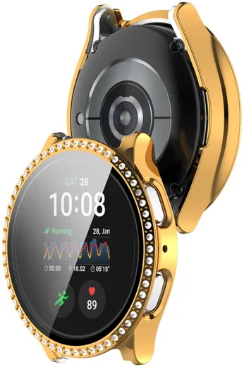 Samsung Galaxy Watch 7 40MM Hoesje - Case met Tempered Glass - Rhinestone Goud afbeelding 2