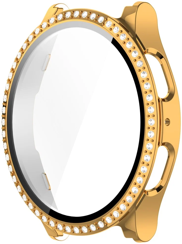 Samsung Galaxy Watch 7 40MM Hoesje - Case met Tempered Glass - Rhinestone Goud afbeelding 4