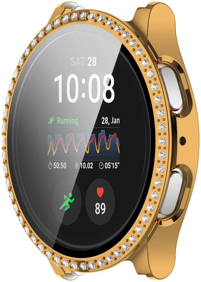 Samsung Galaxy Watch 7 40MM Hoesje - Case met Tempered Glass - Rhinestone Goud afbeelding 7