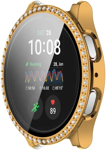 Samsung Galaxy Watch 7 40MM Hoesje - Case met Tempered Glass - Rhinestone Goud afbeelding 7