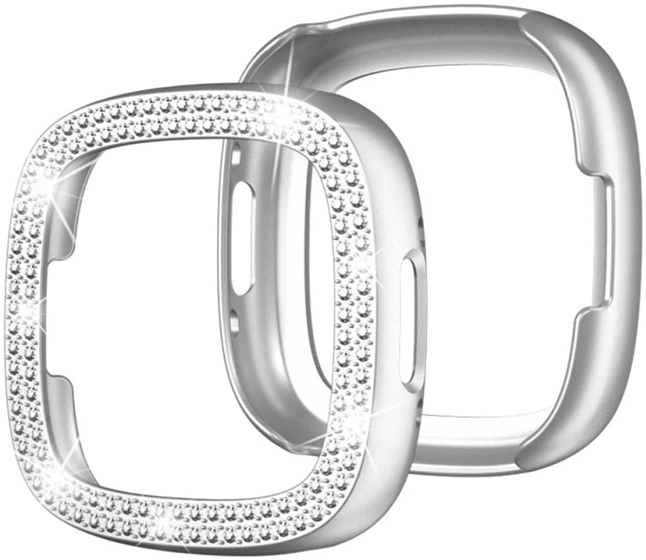Fitbit Versa 4 / Sense 2 Hoesje - Hard Plastic - Diamant Zilver afbeelding 1