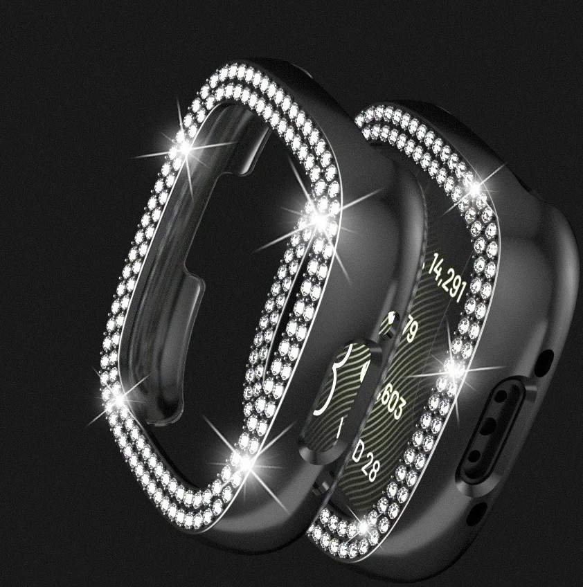Fitbit Versa 4 / Sense 2 Hoesje - Hard Plastic - Diamant Zilver afbeelding 5