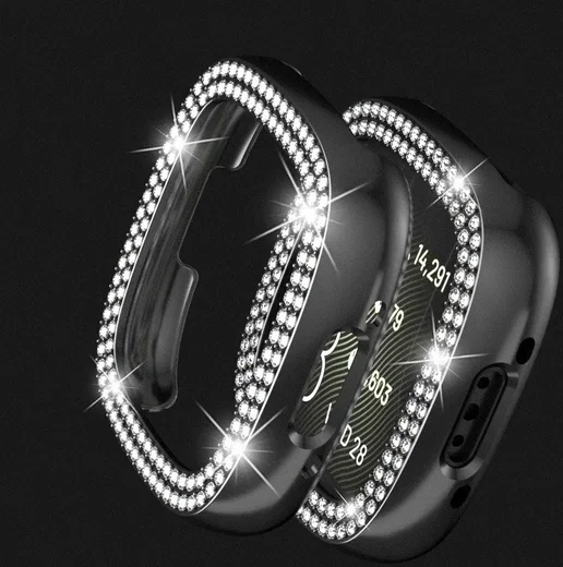 Fitbit Versa 4 / Sense 2 Hoesje - Hard Plastic - Diamant Zilver afbeelding 5