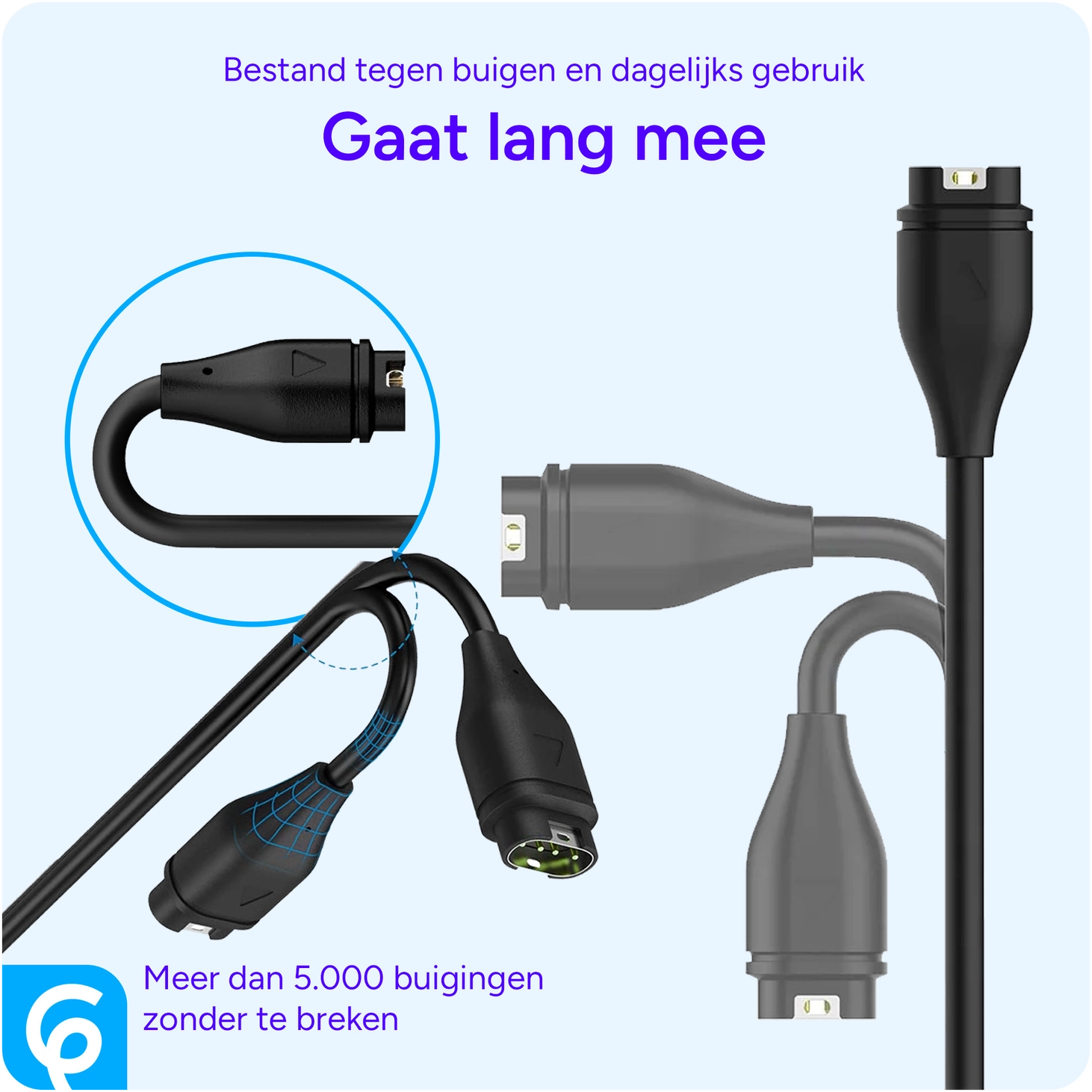 Universele Garmin Watch Oplader USB-C Kabel 1M Zwart afbeelding 5