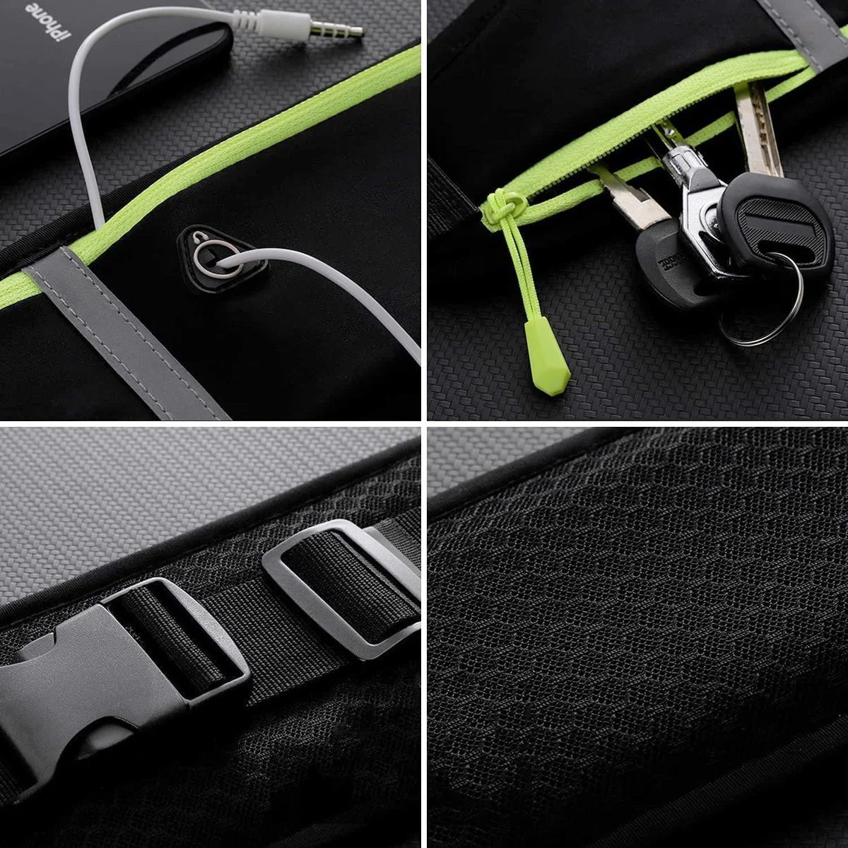 Verstelbare Hardloop Sport Riem 60-120CM Waterafstotend Reflectiestreep Zwart afbeelding 3