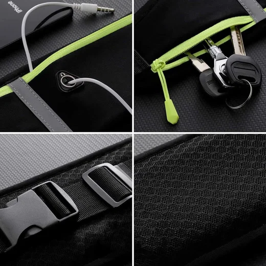 Verstelbare Hardloop Sport Riem 60-120CM Waterafstotend Reflectiestreep Zwart afbeelding 3
