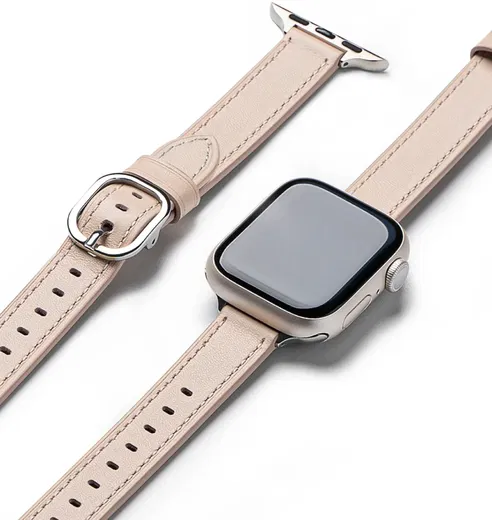 Ringke Leather One Slim - Apple Watch 1-10/SE - 38/40/41/42MM Bandje - Roze afbeelding 1