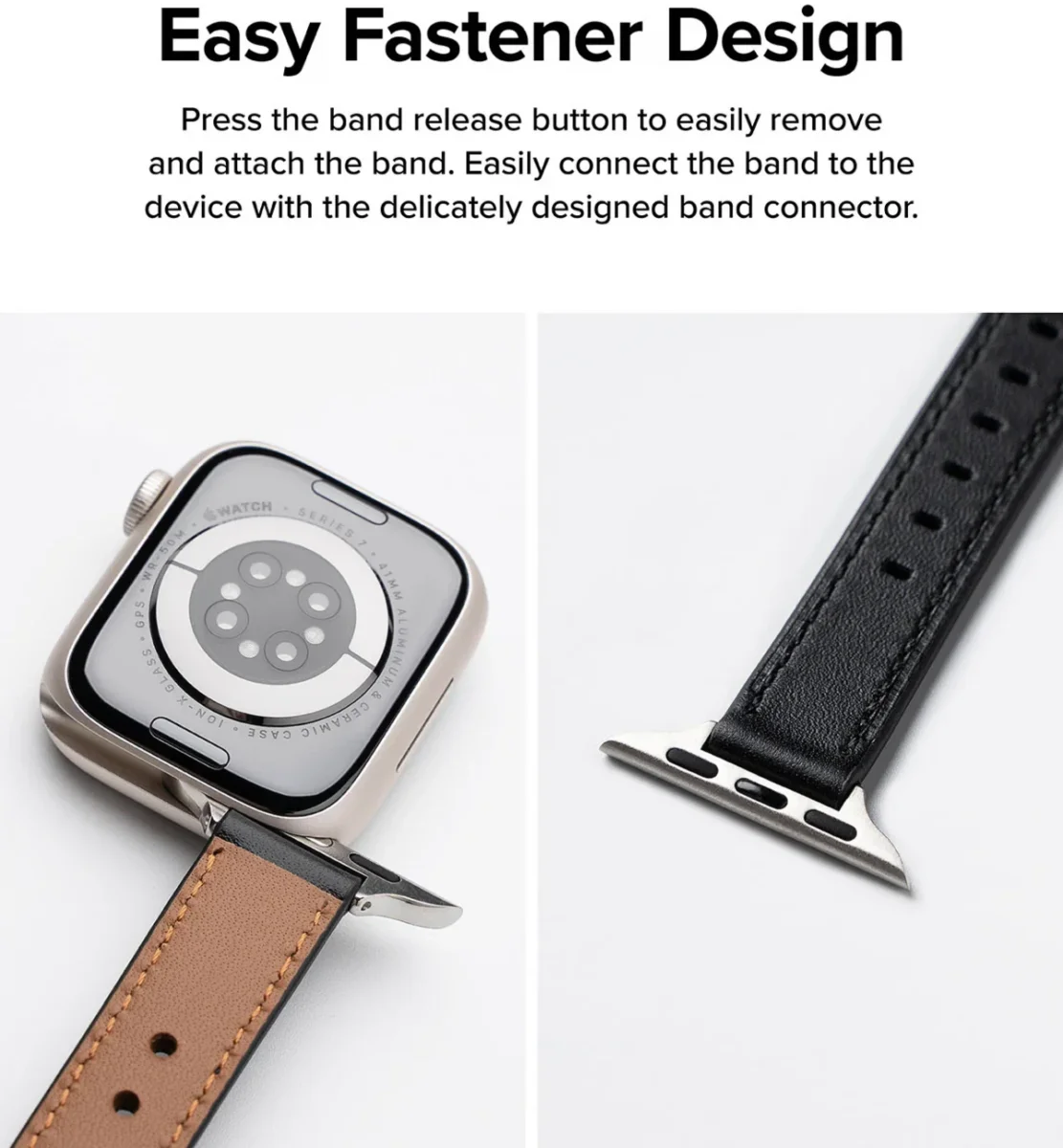 Ringke Leather One Slim - Apple Watch 1-10/SE - 38/40/41/42MM Bandje - Roze afbeelding 4