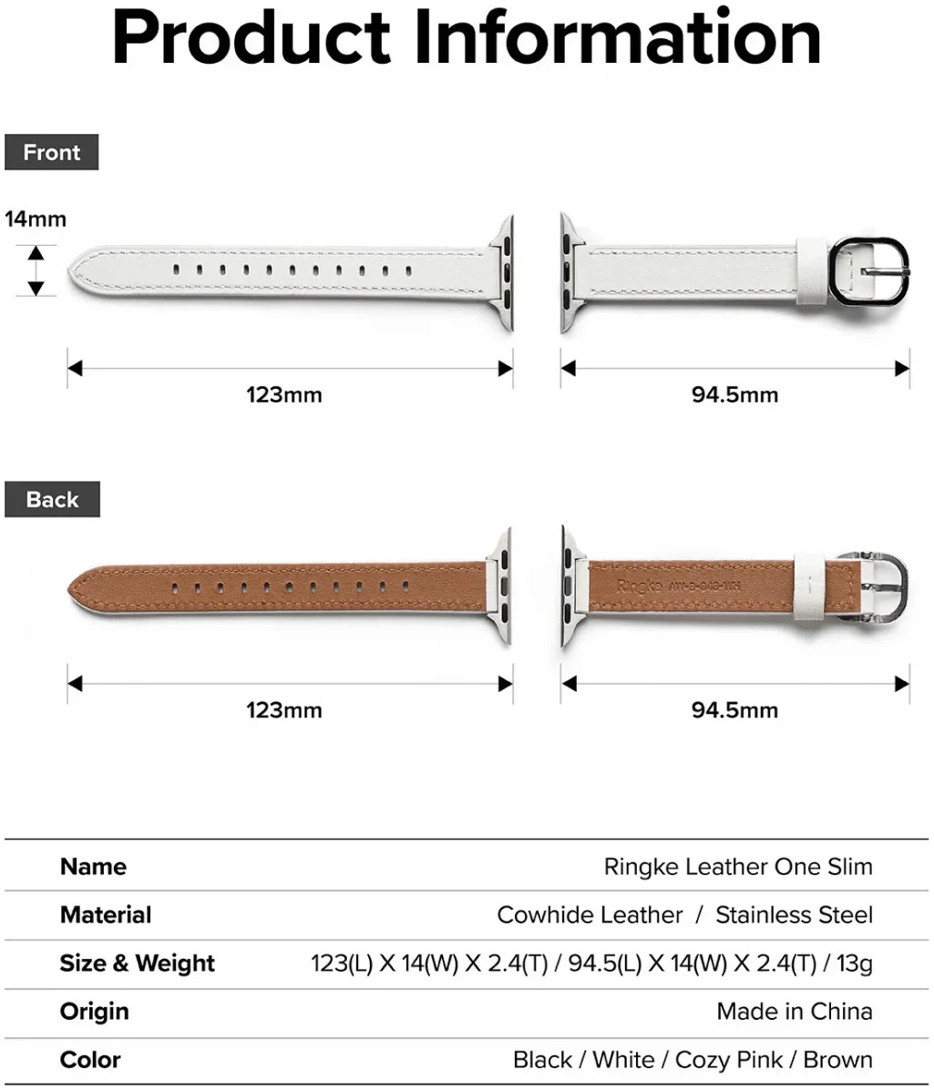 Ringke Leather One Slim - Apple Watch 1-10/SE - 38/40/41/42MM Bandje - Roze afbeelding 7