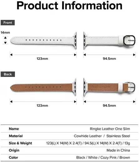 Ringke Leather One Slim - Apple Watch 1-10/SE - 38/40/41/42MM Bandje - Roze afbeelding 7