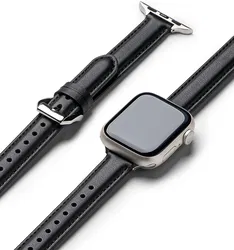 Ringke Leather One Padded Band - Apple Watch 1-10/SE - 38/40/41/42MM - Zwart afbeelding