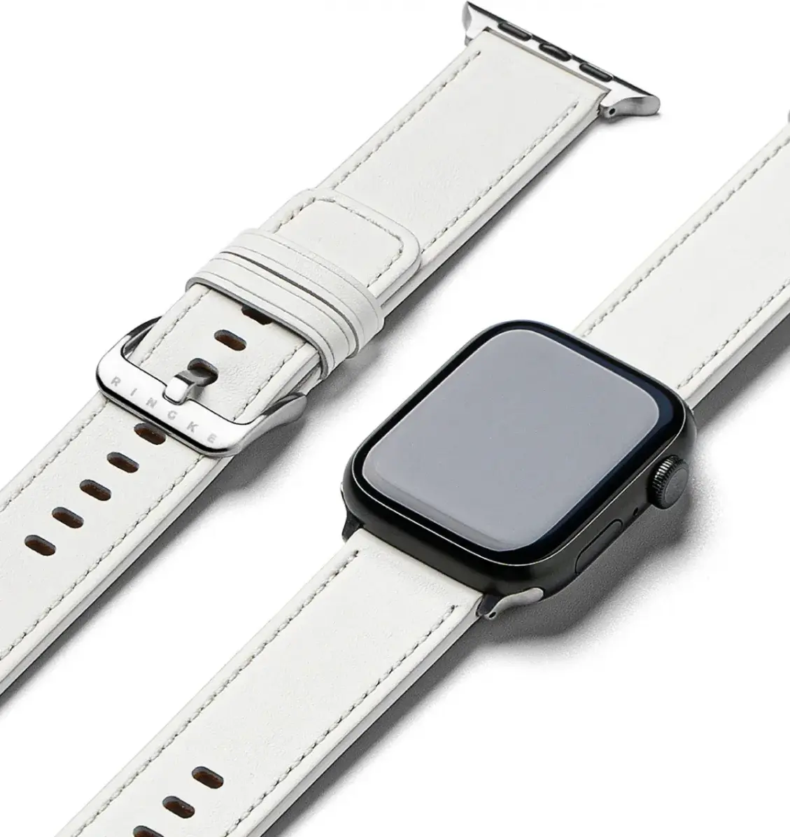 Ringke Leren Basic Bandje - Apple Watch 1-10/SE/Ultra - 49/46/45/44/42MM - Wit afbeelding 1