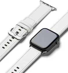 Ringke Leren Basic Bandje - Apple Watch 1-10/SE/Ultra - 49/46/45/44/42MM - Wit afbeelding