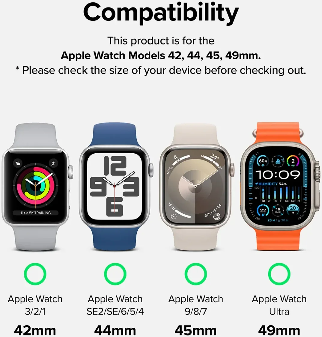 Ringke Leren Basic Bandje - Apple Watch 1-10/SE/Ultra - 49/46/45/44/42MM - Wit afbeelding 2
