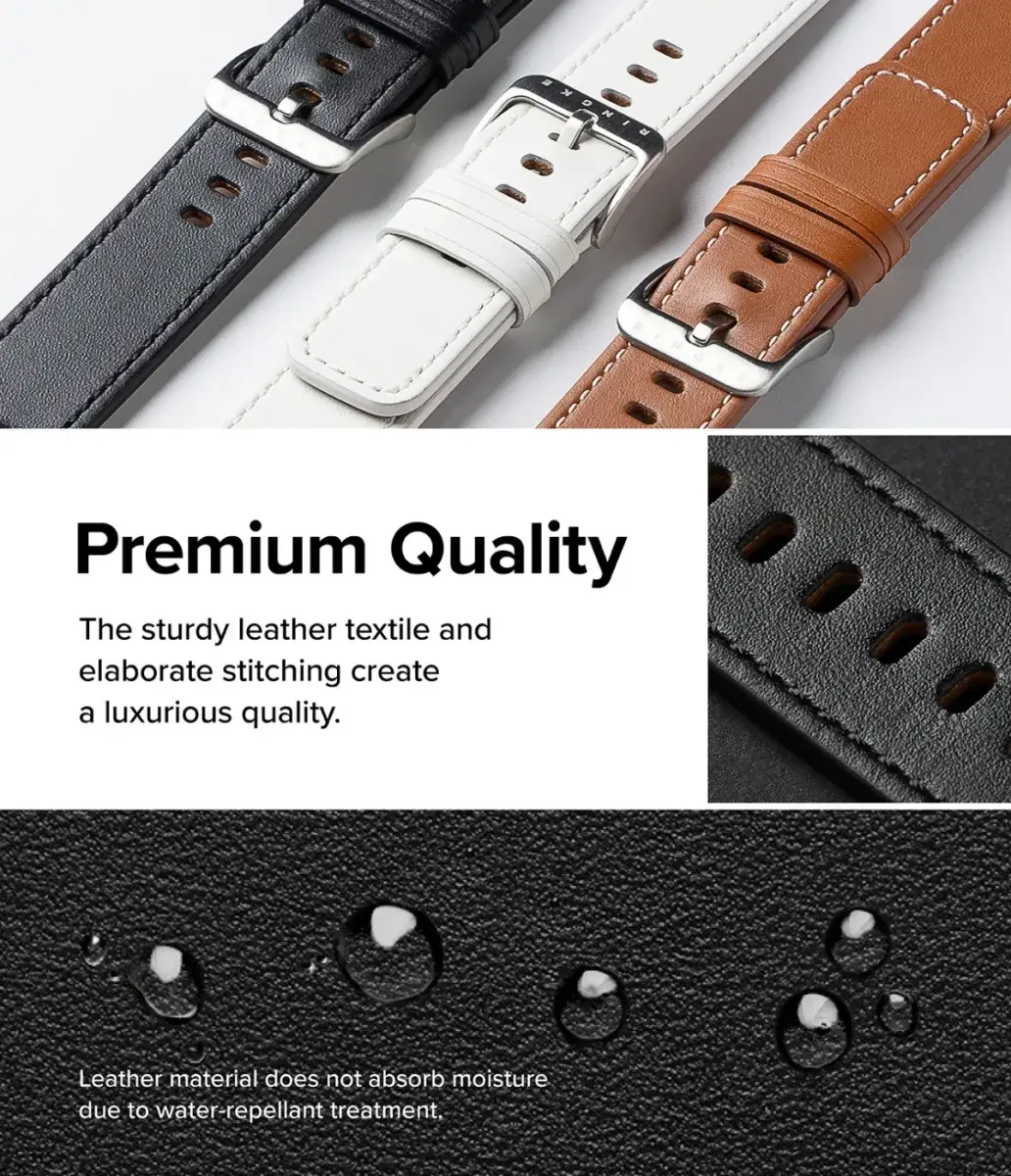Ringke Leren Basic Bandje - Apple Watch 1-10/SE/Ultra - 49/46/45/44/42MM - Wit afbeelding 3