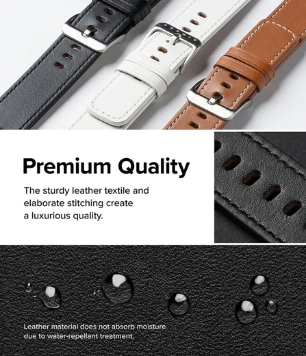Ringke Leren Basic Bandje - Apple Watch 1-10/SE/Ultra - 49/46/45/44/42MM - Wit afbeelding 3
