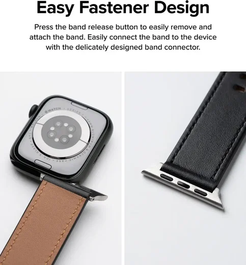 Ringke Leren Basic Bandje - Apple Watch 1-10/SE/Ultra - 49/46/45/44/42MM - Wit afbeelding 6