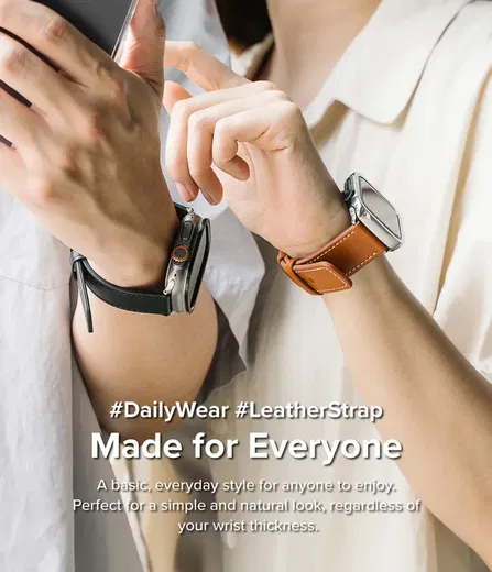 Ringke Leren Basic Bandje - Apple Watch 1-10/SE/Ultra - 49/46/45/44/42MM - Bruin afbeelding 4