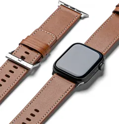 Ringe Leather Bold - Apple Watch 1-10/SE/Ultra Bandje - 49/45/46/44/42MM - Bruin afbeelding