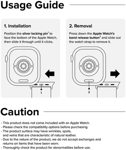 Ringe Leather Bold - Apple Watch 1-10/SE/Ultra Bandje - 49/45/46/44/42MM - Bruin afbeelding 9