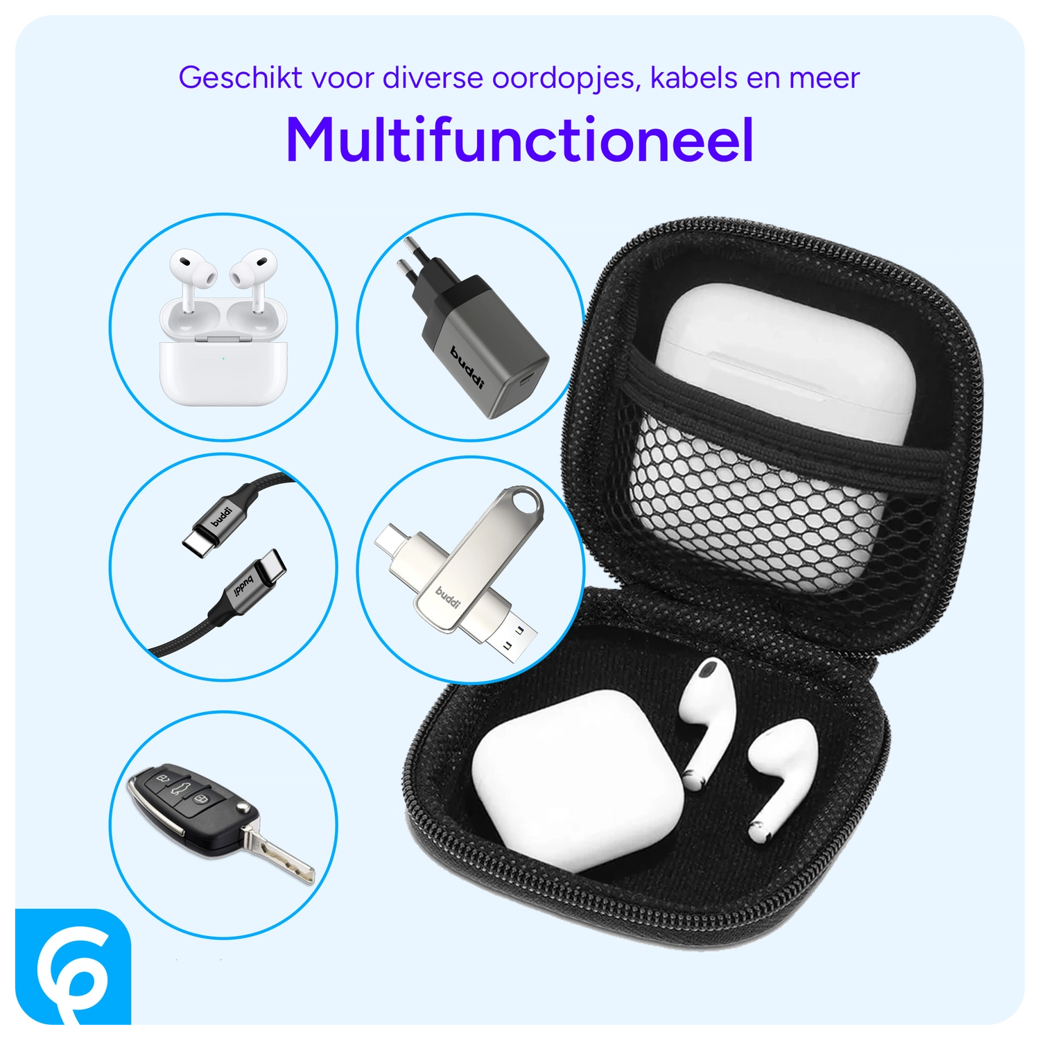 Zwart Universeel Hoesje Tasje voor Oordopjes afbeelding 2