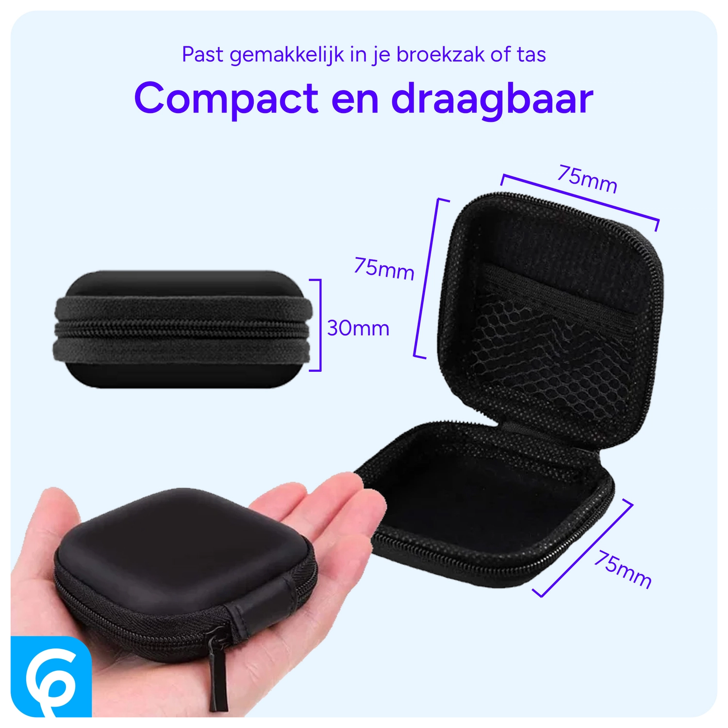 Zwart Universeel Hoesje Tasje voor Oordopjes afbeelding 4