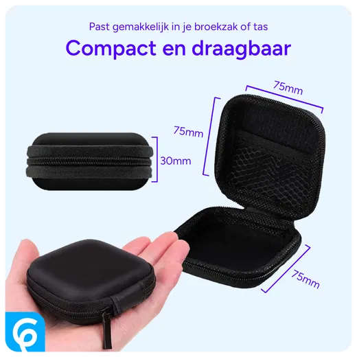 Zwart Universeel Hoesje Tasje voor Oordopjes afbeelding 4