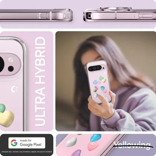 Spigen Ultra Hybrid Google Pixel 9 Pro XL Hoesje Back Cover Candy Hearts afbeelding 3