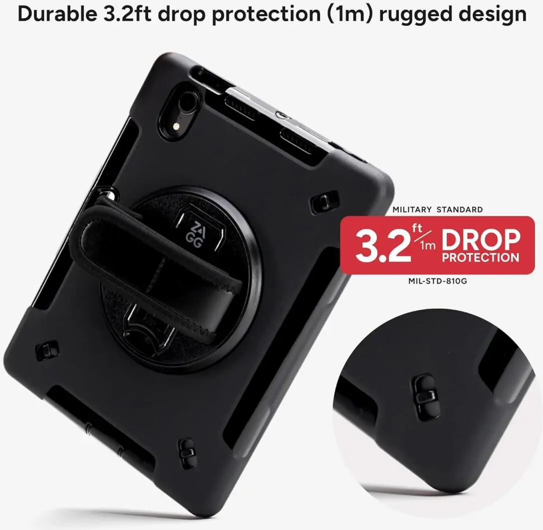 ZAGG Rugged Apple iPad Air 11 (2024/2025) 360° Draaibare Hoes Zwart afbeelding 5