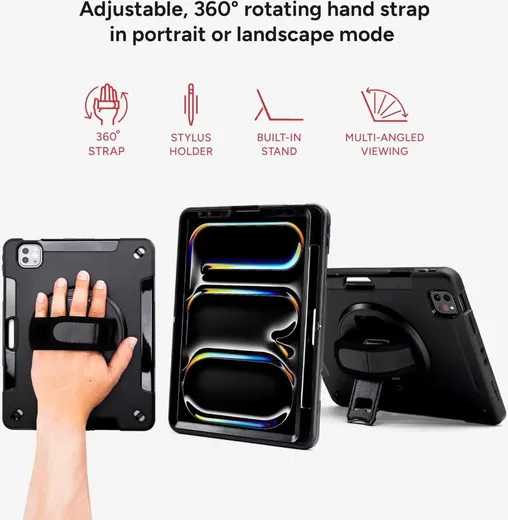 ZAGG Rugged iPad Pro 11 (2024/2025) 360° Draaibare Hoes Zwart afbeelding 3