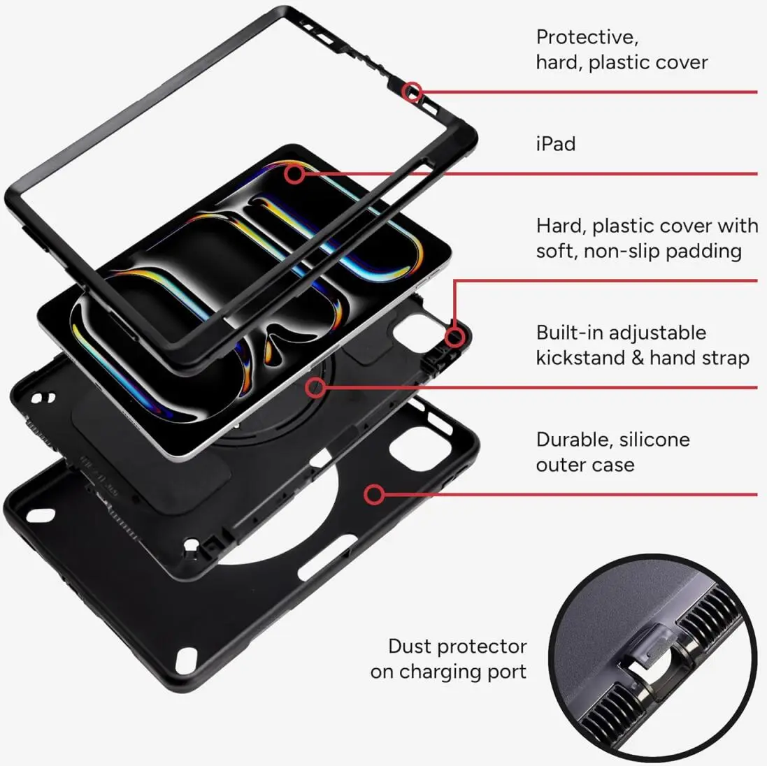 ZAGG Rugged iPad Pro 11 (2024/2025) 360° Draaibare Hoes Zwart afbeelding 6