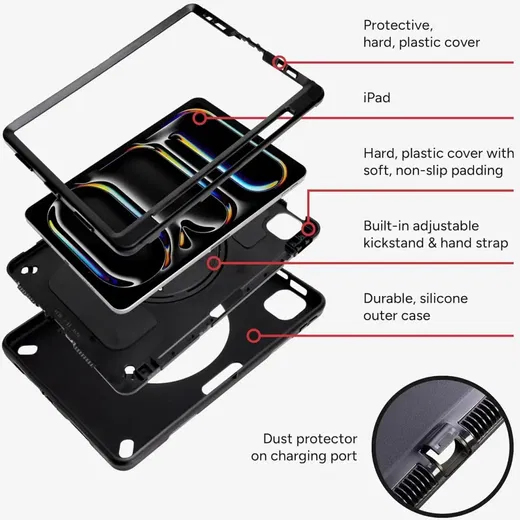 ZAGG Rugged iPad Pro 11 (2024/2025) 360° Draaibare Hoes Zwart afbeelding 6