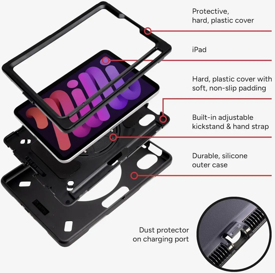 ZAGG Rugged Apple iPad Air 13 (24/25/26) 360° Draaibare Hoes Zwart afbeelding 6