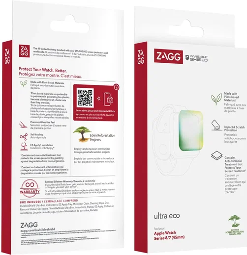 ZAGG InvisibleShield Ultra ECO Apple Watch Series 8/7 (45mm) Screenprotector afbeelding 2