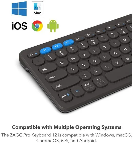 ZAGG Pro Keyboard 12 Bluetooth Toetsenbord Draadloos Oplaadbaar 12 inch Grijs afbeelding 7