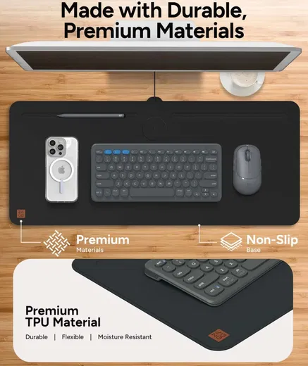 ZAGG Muismat voor Bureau/Kantoor met Draadloze Oplader 10W Zwart afbeelding 3