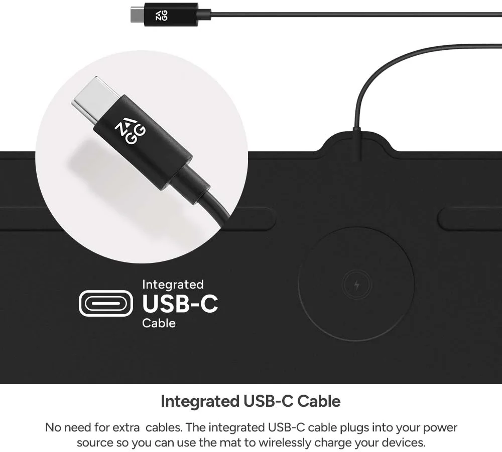 ZAGG Muismat voor Bureau/Kantoor met Draadloze Oplader 10W Zwart afbeelding 9