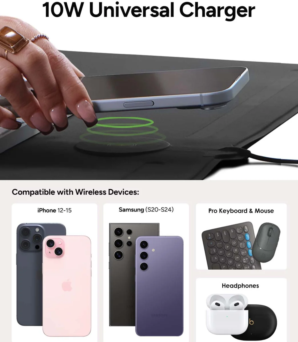 ZAGG Muismat voor Bureau/Kantoor met Draadloze Oplader 10W Zwart afbeelding 2