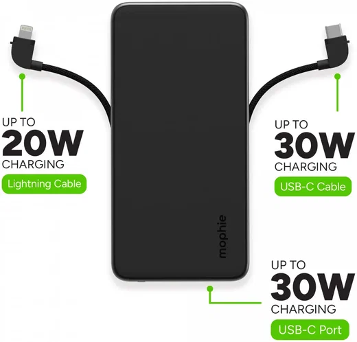 Mophie Powerstation Plus 10.000 mAh Powerbank met USB-C en Lightning Kabel afbeelding 3