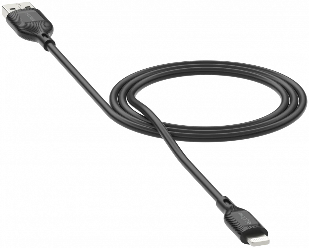 Mophie Essentials USB-A naar Lightning Kabel 12W 2 Meter Zwart afbeelding 1