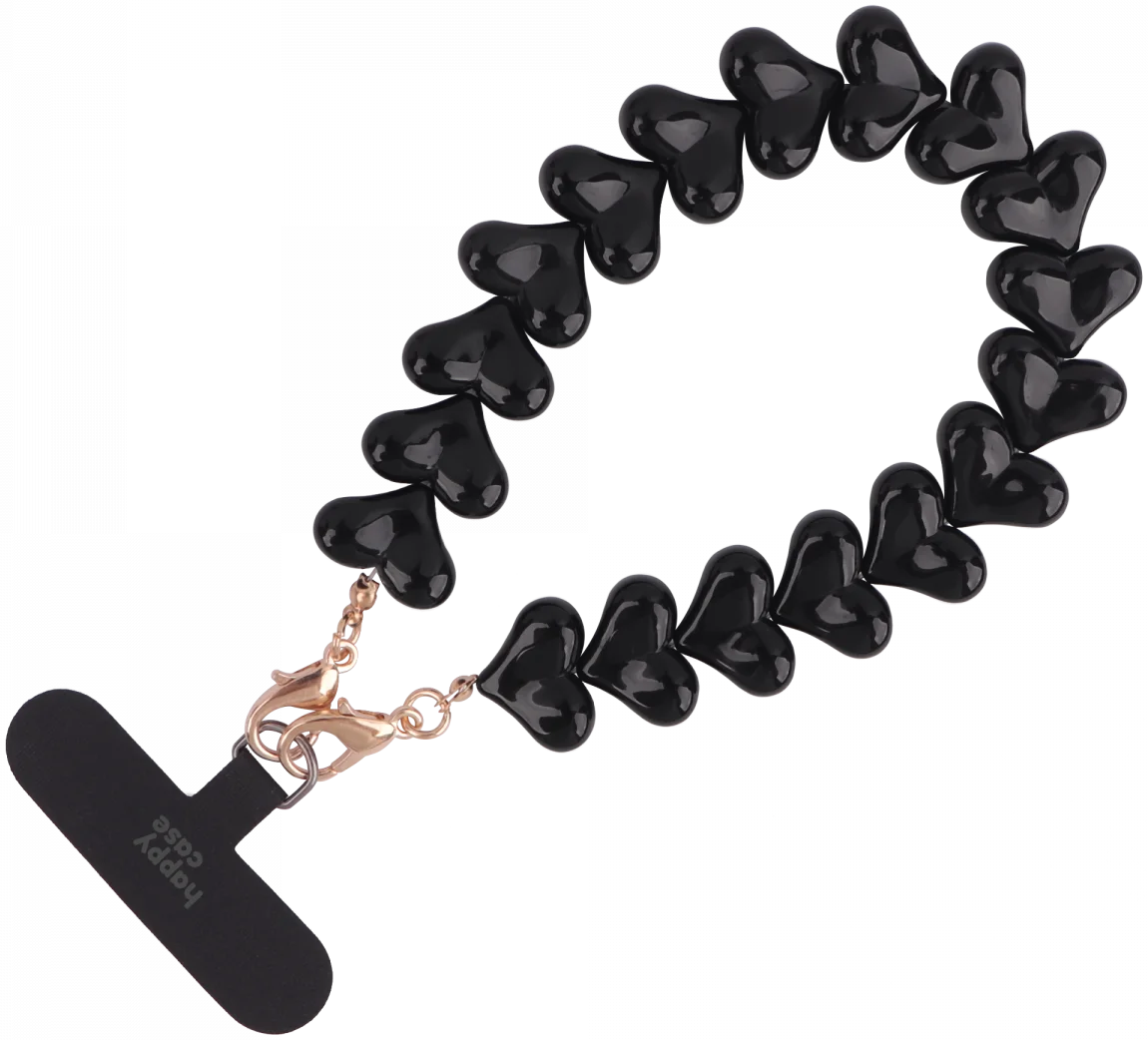 HappyCase Mykonos Universele Hartjes Armband Telefoonkoord (30CM) Zwart afbeelding 14