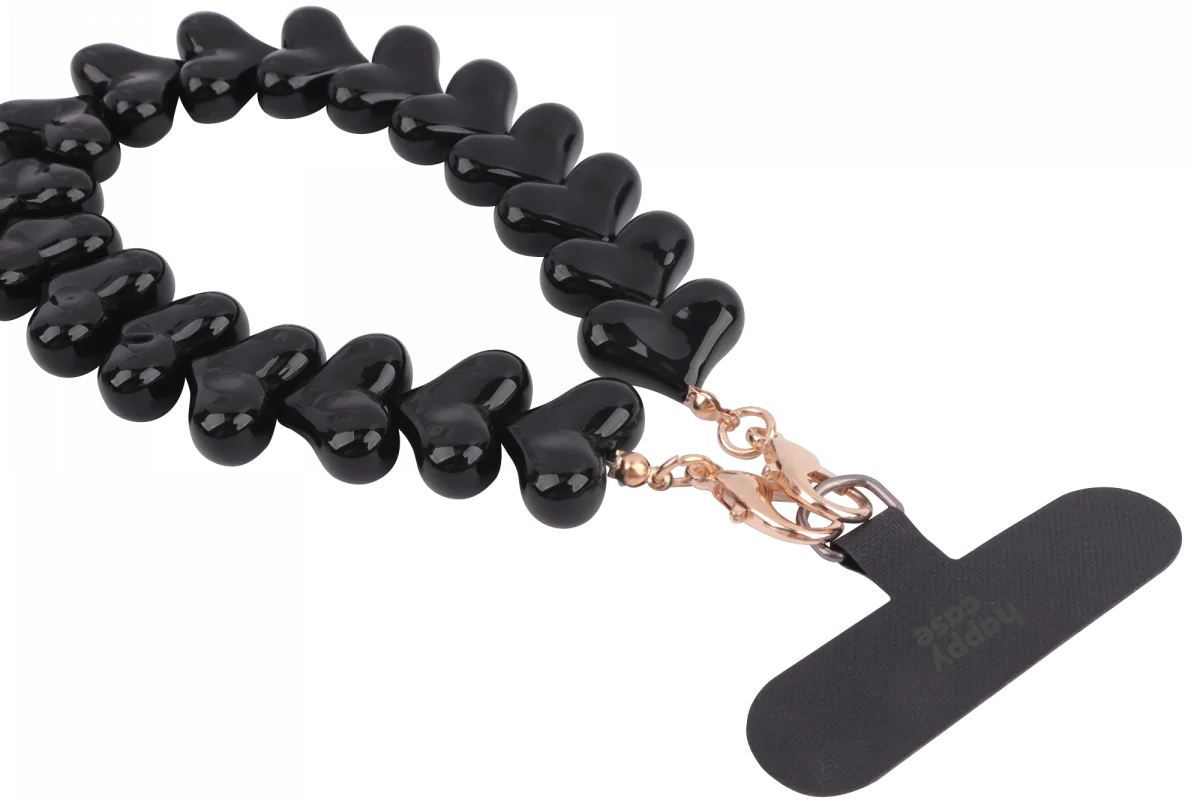 HappyCase Mykonos Universele Hartjes Armband Telefoonkoord (30CM) Zwart afbeelding 15