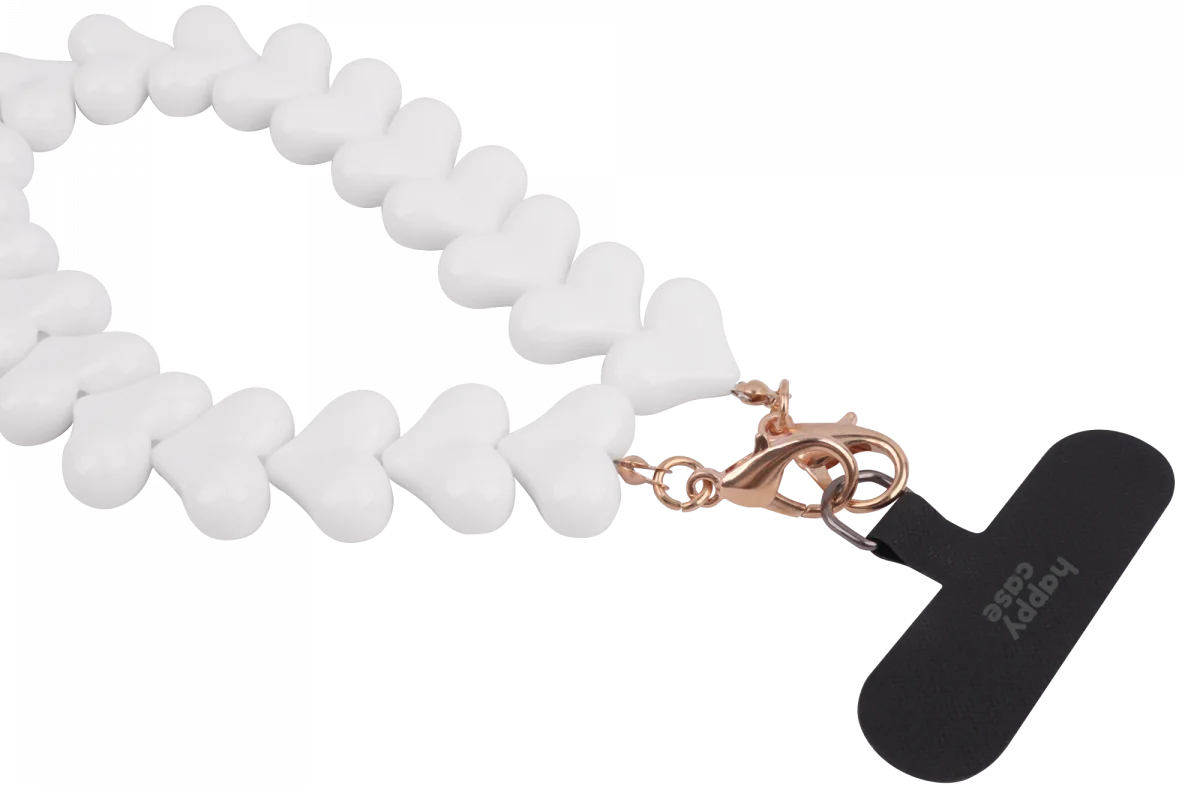HappyCase Mykonos Universele Hartjes Armband Telefoonkoord (30CM) Wit afbeelding 14