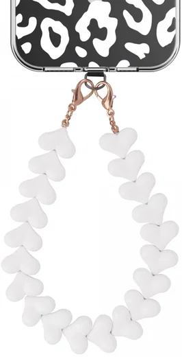 HappyCase Mykonos Universele Hartjes Armband Telefoonkoord (30CM) Wit afbeelding 11