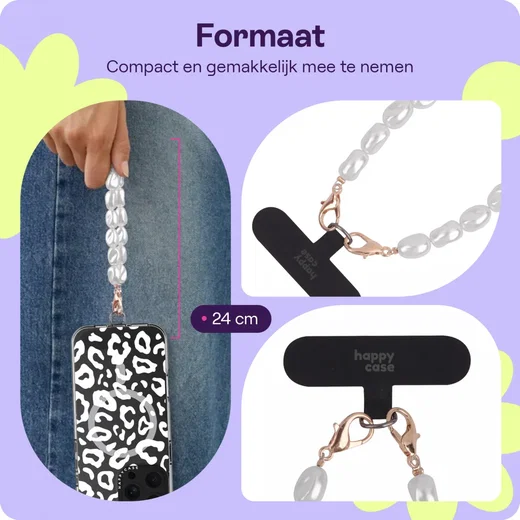HappyCase Bali Universele Parel Armband Telefoonkoord (24CM) Zilver afbeelding 5