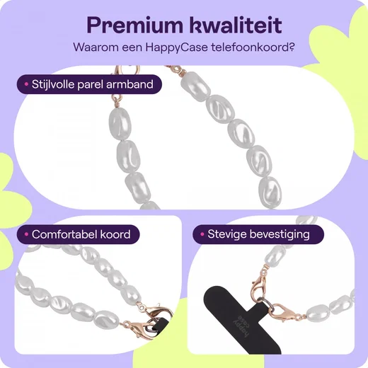 HappyCase Bali Universele Parel Armband Telefoonkoord (24CM) Zilver afbeelding 4